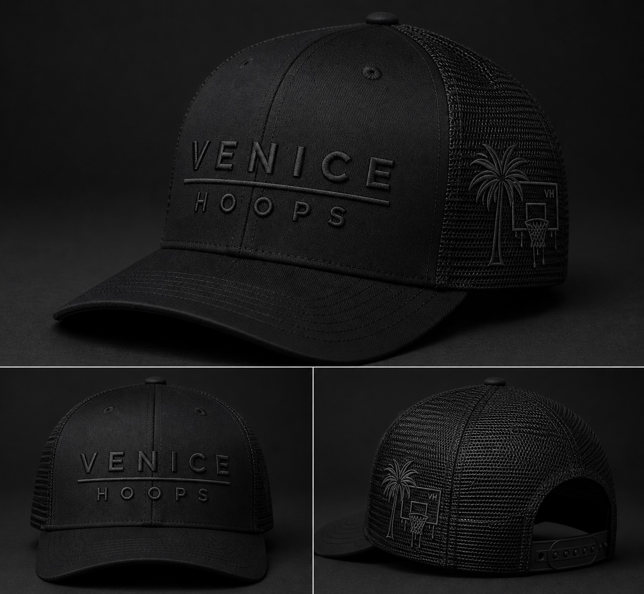 Venice Hoops Hat — Black on Black
